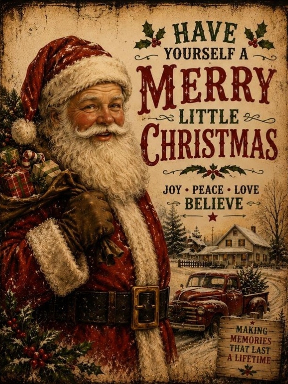 Vintage Santa 'Have Yourself a Merry Little Christmas' Wall Art 8x10 Print